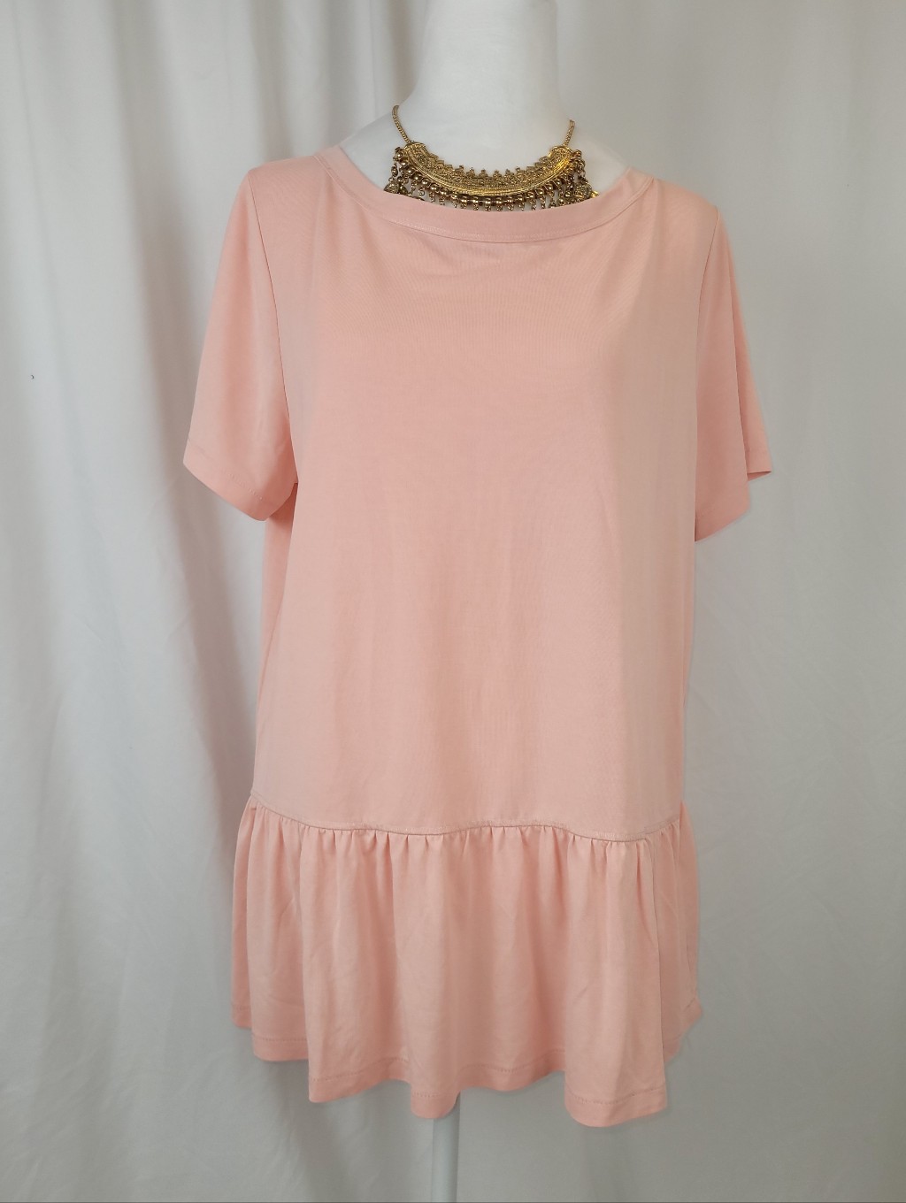 Banana Republic Pink Modal Blend Drop Waist Flounce Tee Dress Tunic Size L Nwot